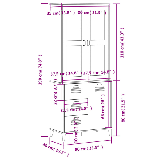 Widnes Wooden Display Cabinet With 3 Doors In Anthracite Grey