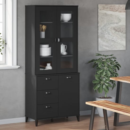 Read more about Widnes wooden display cabinet with 3 doors in black