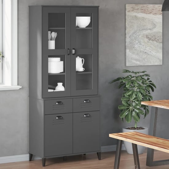 Read more about Widnes wooden display cabinet with 4 doors in anthracite grey