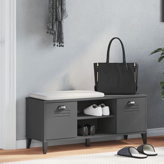 Read more about Widnes wooden shoe storage bench in anthracite grey