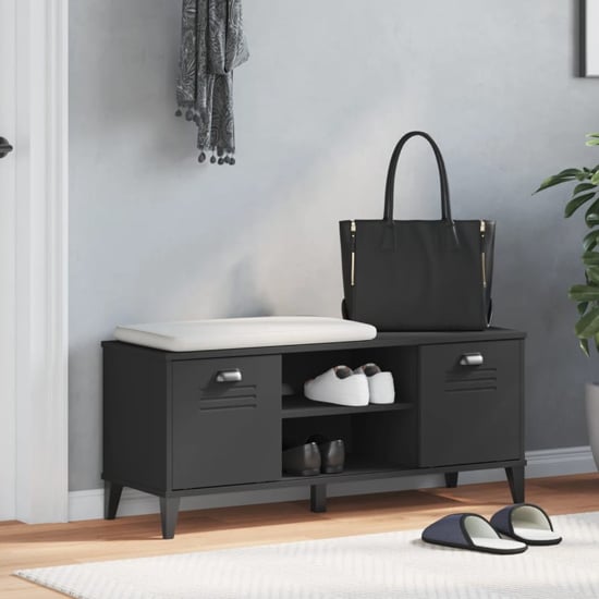 Read more about Widnes wooden shoe storage bench in black