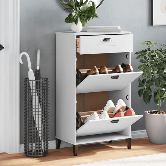 Read more about Widnes wooden shoe storage cabinet in white