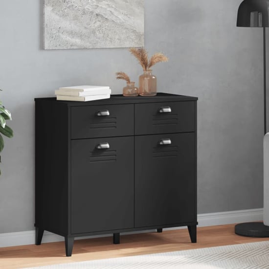 Product photograph of Widnes Wooden Sideboard With 2 Drawers In Black from Furniture in Fashion