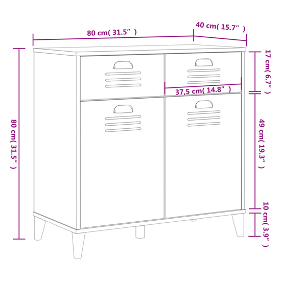Widnes Wooden Sideboard With 2 Drawers In White