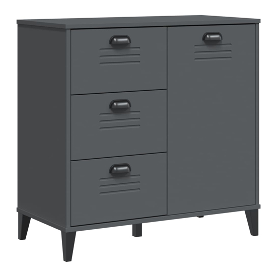 Widnes Wooden Sideboard With 3 Drawers In Anthracite Grey