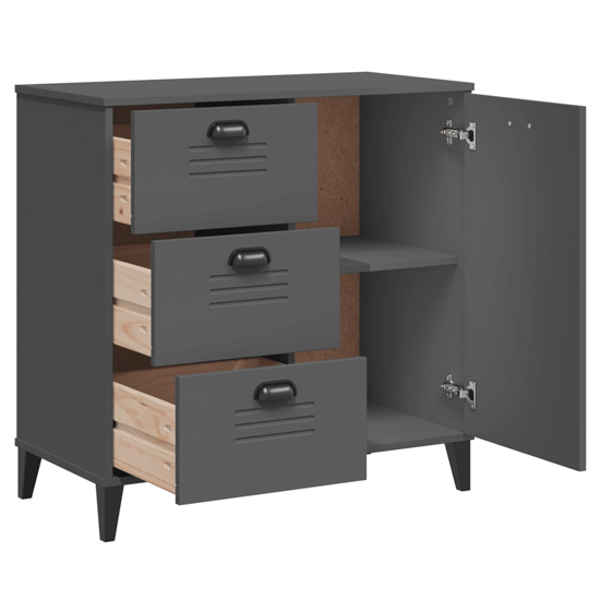 Widnes Wooden Sideboard With 3 Drawers In Anthracite Grey