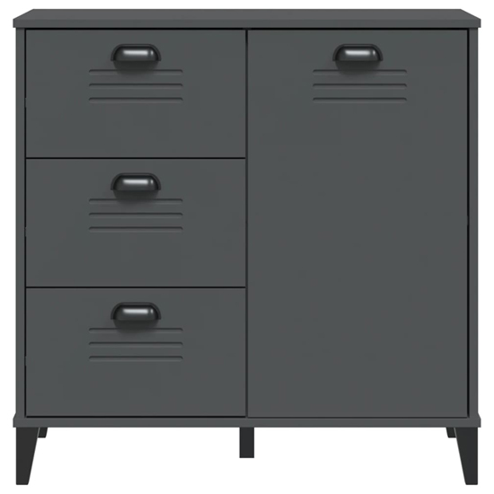 Widnes Wooden Sideboard With 3 Drawers In Anthracite Grey
