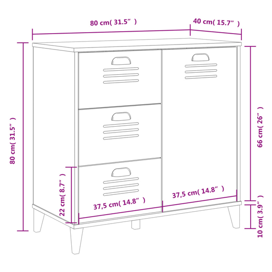 Widnes Wooden Sideboard With 3 Drawers In Anthracite Grey