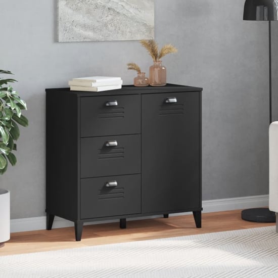 Read more about Widnes wooden sideboard with 3 drawers in black