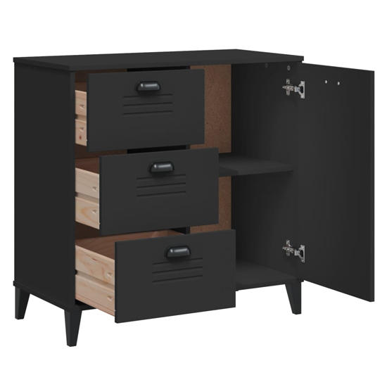 Widnes Wooden Sideboard With 3 Drawers In Black