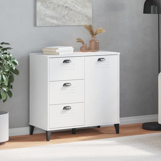 Read more about Widnes wooden sideboard with 3 drawers in white