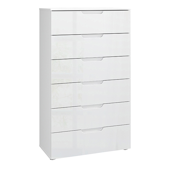 Read more about Salter high gloss chest of 6 drawers in white