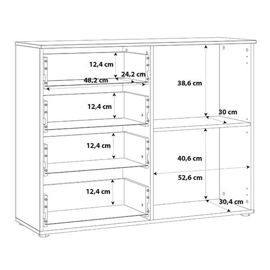 Salter High Gloss Sideboard 1 Door 4 Drawers In White