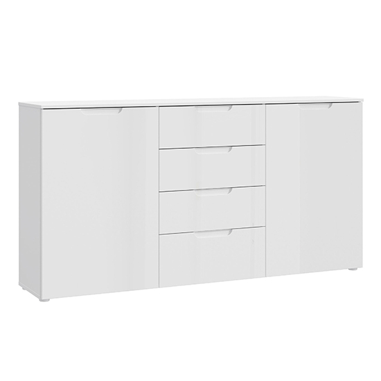 Salter High Gloss Sideboard 2 Doors 4 Drawers In White