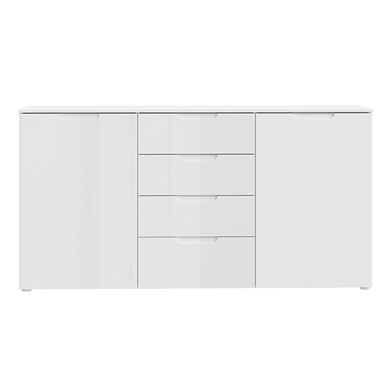 Salter High Gloss Sideboard 2 Doors 4 Drawers In White