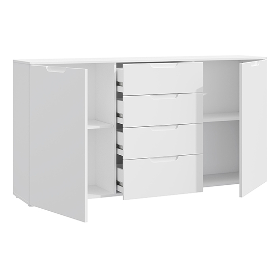 Salter High Gloss Sideboard 2 Doors 4 Drawers In White