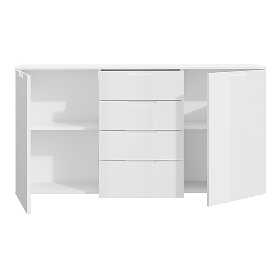 Salter High Gloss Sideboard 2 Doors 4 Drawers In White