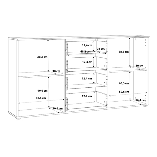 Salter High Gloss Sideboard 2 Doors 4 Drawers In White