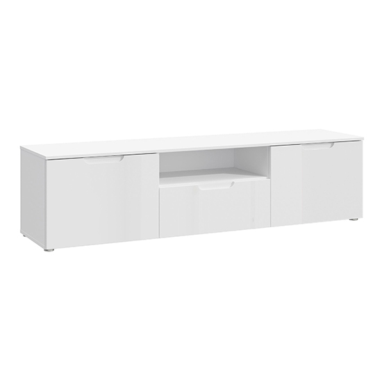 Salter High Gloss TV Stand 2 Doors 1 Drawer In White