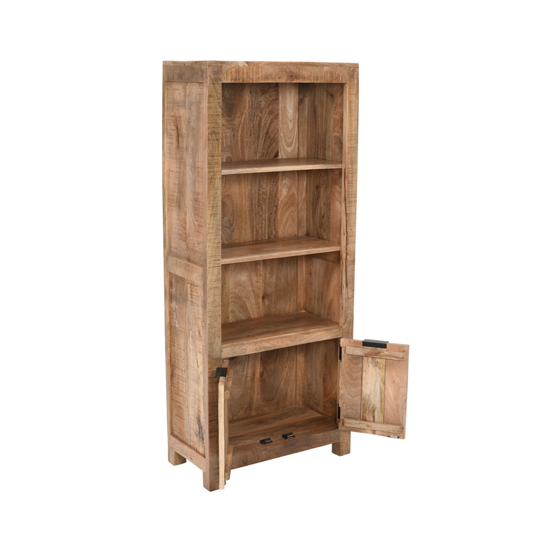 Salter Solid Mangowood Bookcase With 2 Doors In Rough Swan
