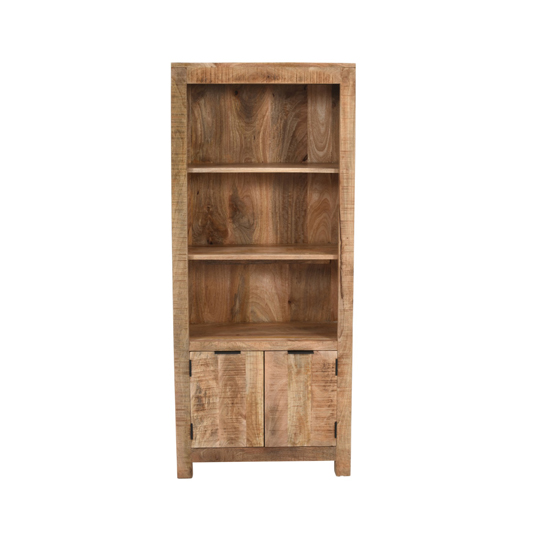 Salter Solid Mangowood Bookcase With 2 Doors In Rough Swan