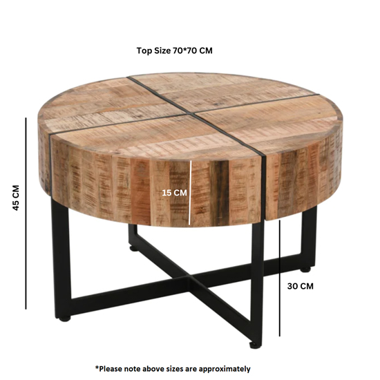 Salter Solid Mangowood Coffee Table With Black Metal Legs