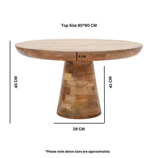 Salter Solid Mangowood Coffee Table Mushroom Style In Rough Swan