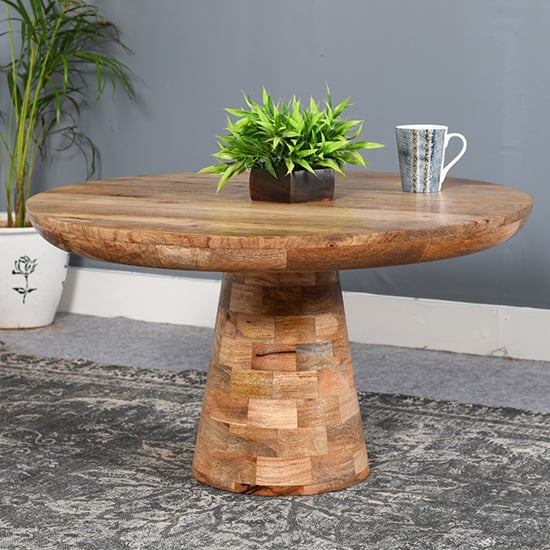 Salter Solid Mangowood Coffee Table Mushroom Style In Rough Swan