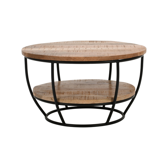 Salter Solid Mangowood Coffee Table With Shelf In Rough Swan