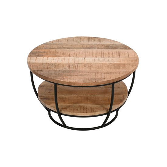 Salter Solid Mangowood Coffee Table With Shelf In Rough Swan