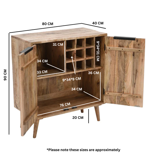 Salter Solid Mangowood Drinks Cabinet In Rough Swan