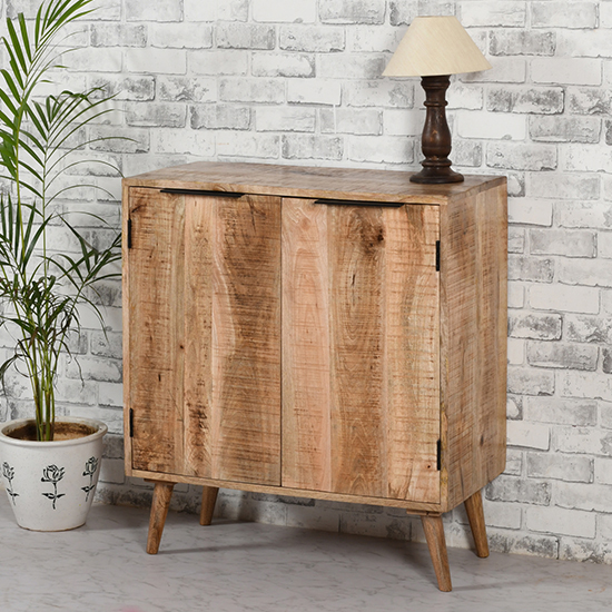 Product photograph of Salter Solid Mangowood Drinks Cabinet In Rough Swan from Furniture in Fashion