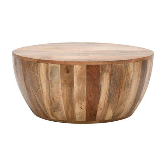 Salter Solid Mangowood Drum Coffee Table In Rough Swan