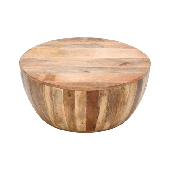 Salter Solid Mangowood Drum Coffee Table In Rough Swan