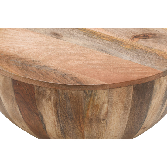 Salter Solid Mangowood Drum Coffee Table In Rough Swan