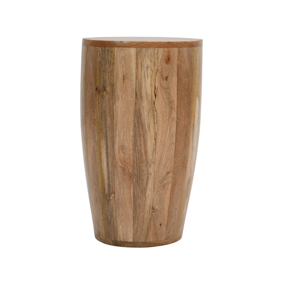 Salter Solid Mangowood Drum Side Table In Rough Swan