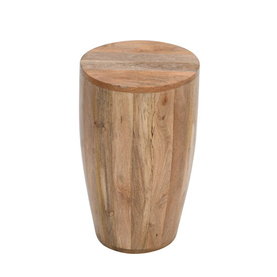 Salter Solid Mangowood Drum Side Table In Rough Swan