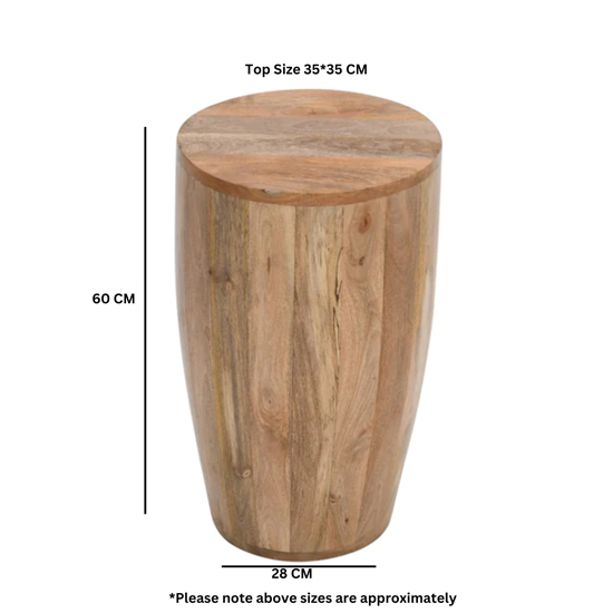 Salter Solid Mangowood Drum Side Table In Rough Swan
