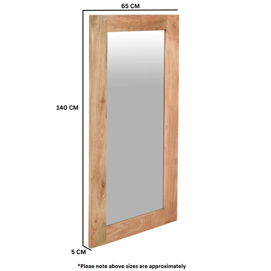 Salter Solid Mangowood Extra Long Wall Mirror In Rough Swan