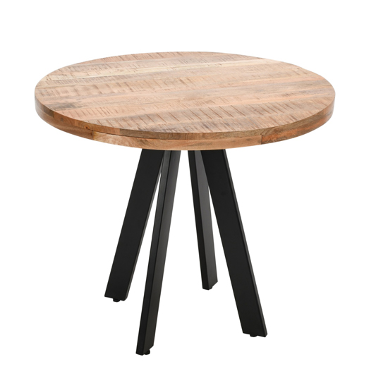 Salter Solid Mangowood Round Dining Table In Rough Sawn