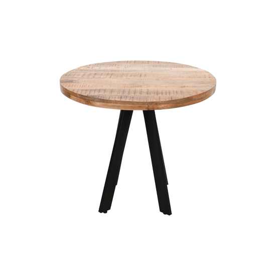 Salter Solid Mangowood Round Dining Table In Rough Sawn