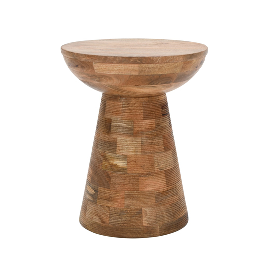 Salter Solid Mangowood Side Table Mushroom Style In Rough Swan