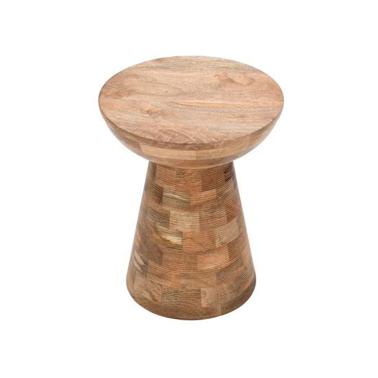Salter Solid Mangowood Side Table Mushroom Style In Rough Swan
