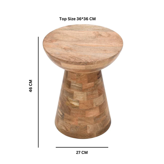 Salter Solid Mangowood Side Table Mushroom Style In Rough Swan