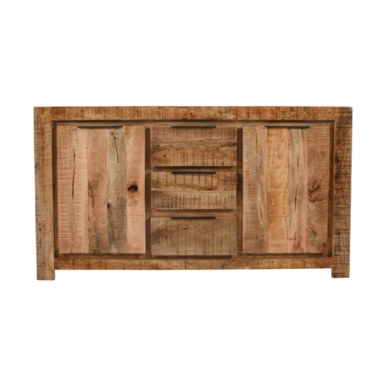 Salter Solid Mangowood Sideboard 2 Doors 3 Drawers In Rough Swan