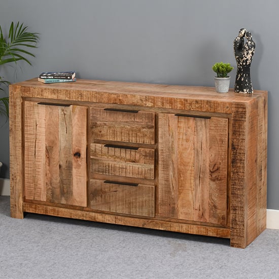 Read more about Salter solid mangowood sideboard 2 doors 3 drawers in rough swan