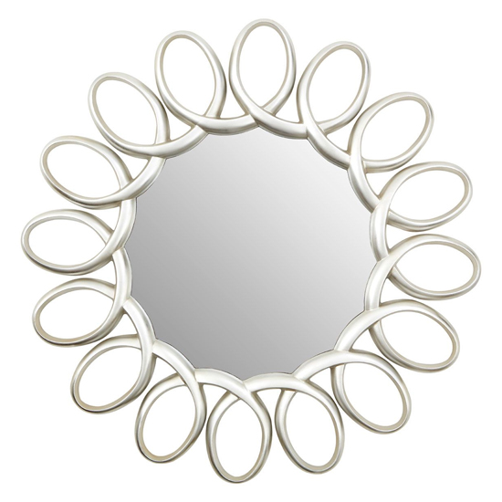 Saltier Round Wall Bedroom Mirror In Silver Pewter Frame