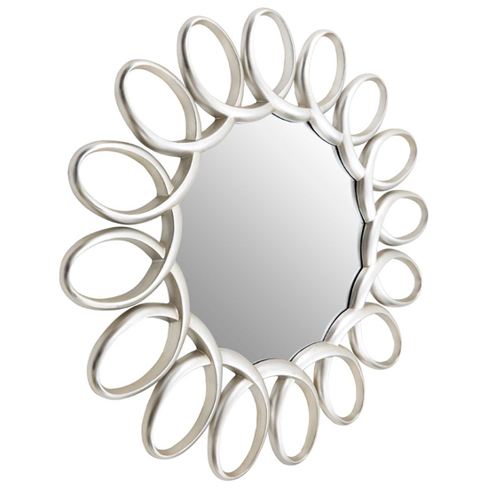 Photo of Saltier round wall bedroom mirror in silver pewter frame