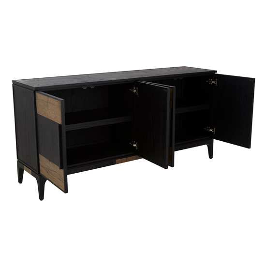 Nushagak Wooden Sideboard In Natural And Black With 4 Doors  _2