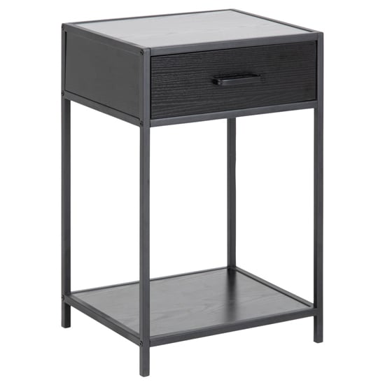 Read more about Salvo wooden bedside table with 1 drawer in ash black